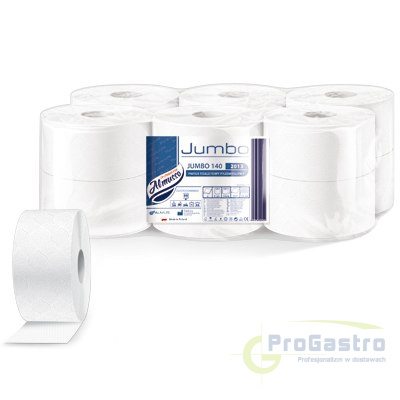 Papier toaletowy Jumbo 100% celuloza 2 warstwy 140M Papier toaletowy Jumbo 100% celuloza 2 warstwy 140M