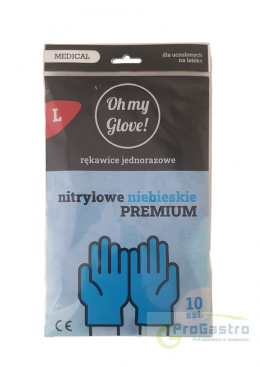 Rękawiczki nitrylowe niebieskie rozmiar L 10 sztuk Premium
