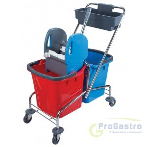 Wózek do sprzątania dwukomorowy 2x25 l z wyciskarką Wózek do sprzątania dwukomorowy 2x25 l z wyciskarką
