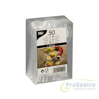 Łyżeczki fingerfood plastikowe 10 cm przezroczyste 50 sztuk jednorazowe