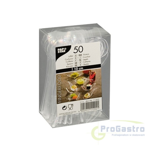 Łyżeczki fingerfood plastikowe 10 cm przezroczyste 50 sztuk jednorazowe