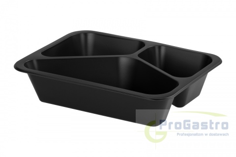 Pojemnik 227x178x50 mm trójdzielny obiadowy do zgrzewu czarny 50 sztuk LITE Pojemnik 227x178x50 mm trójdzielny obiadowy do zgrzewu czarny 50 sztuk LITE