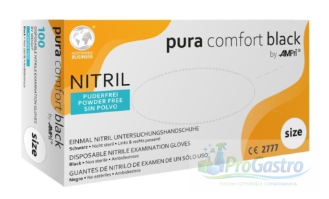 Rękawice nitrylowe czarne rozmiar L opakowanie 100 szt