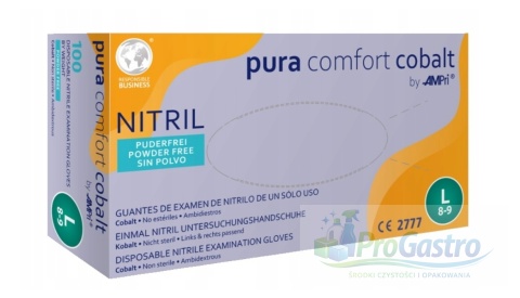 Rękawice nitrylowe niebieskie rozmiar L opakowanie 100 szt Ampri