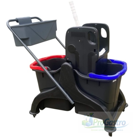 Wózek do sprzatania 2 wiaderka 25 l z wyciskarką i pólką