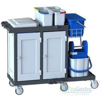 Wózek serwisowy z koszem Jumbo oraz półkami 2x25 l