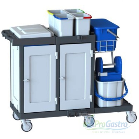 Wózek serwisowy z koszem Jumbo oraz półkami 2x25 l